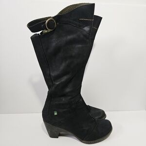 El Naturalista Leather Knee High Boots Size 41 US 10 Heeled Black Leather